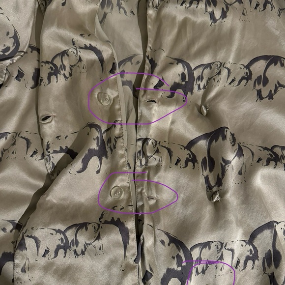 Vintage Ann May Double Breasted Silk Charmeuse Polar Bear Blouse - Picture 5 of 5